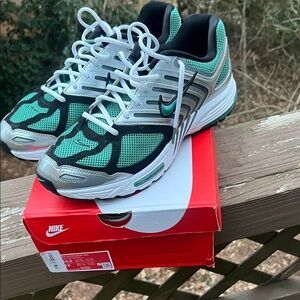Nike Silver and Green Athletic Shoes